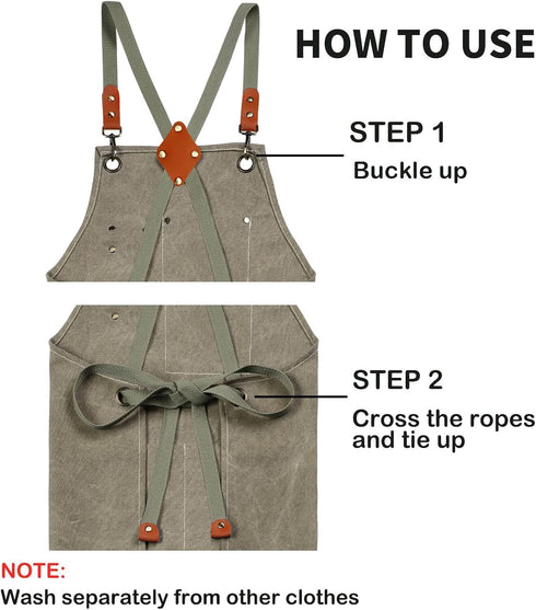 Aprons for Men Women: Cotton Canvas Cross Back Apron with Large Pockets and Adjustable Straps for Baking