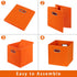 Fabric Cube Organizer with Handle, Foldable Storage Bins 11x11x11, Set of 6, (Orange) for Cloth or Accessory Storage