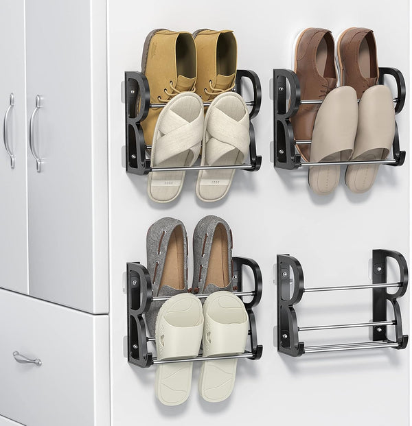 4 Pack Wall Mounted Shoes Rack Wall Shoe Holder Hanging Shoe Organizer
