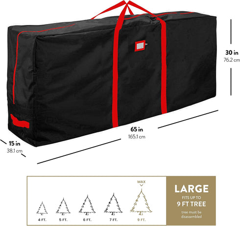 Zober Christmas Tree Storage Bag - Fits 9 Ft Artificial Trees, Waterproof Bag with Strong Handles, Black