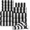 18 Pcs Black White Stripe Bath Towel Set with Hanging Loop-6 Bath