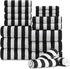 18 Pcs Black White Stripe Bath Towel Set with Hanging Loop-6 Bath