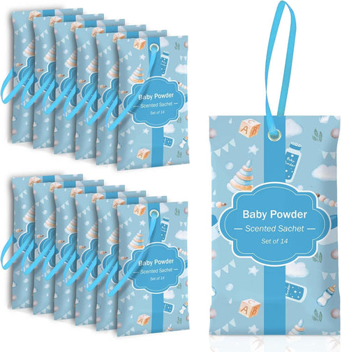 SCENTORINI Scented Sachets for Drawers and Closets, Baby Powder Scent 14 Pack,