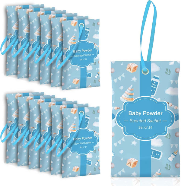 SCENTORINI Scented Sachets for Drawers and Closets, Baby Powder Scent 14 Pack,