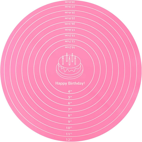 Silicone Baking Mat, Round Silicone Baking Mat, Small Silicone Kneading Mat, Non-Stick with Size Measurement