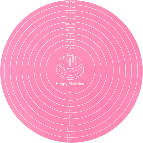 Silicone Baking Mat, Round Silicone Baking Mat, Small Silicone Kneading Mat, Non-Stick with Size Measurement