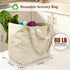 VitaSerena Handles(3pc Canvas Grocery Bags with Dual XL), Large Reusable Shopping Bags for Groceries, Inner Pockets