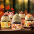 Whaline 600Pcs Fall Thanksgiving Mini Square Cupcake Liners, Pumpkin Leaf Acorn Cupcake Wrappers