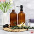 GMISUN Amber Glass Soap Dispenser - 2 Pack Bathroom Hand Soap Dispensers with Stainless Steel Pump, 17 Fl Oz