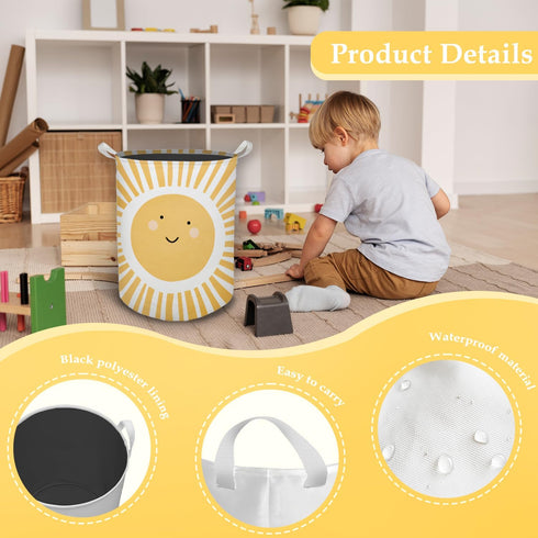 HKTZM Cute Sunshine Laundry Basket, Boho Sunshine Nursery Waterproof Collapsible Laundry Hamper Dirty Clothes Storage