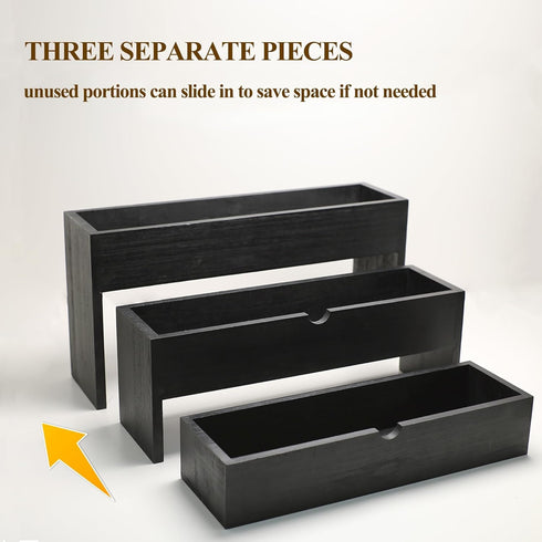 GOVOKOI 3-Tier 12 Bottle(750ml) Black Wood Coffee Syrup Rack Organizer, Separated Bottle Holder for Coffee Bar, Storage