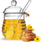 SlZKADY Honey Jar with Dipper and Lid,Glass Honey Pot Container Dispenser,Clear Glass Honey