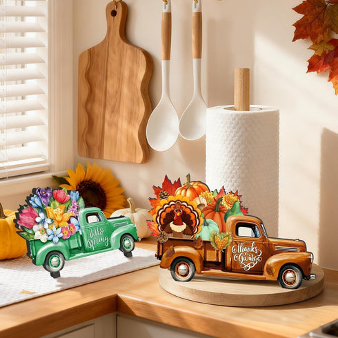 APUDWN 10 Countertop Summer 4th Interchangeable Paper Towel Holder Seasonal Freestanding Bamboo Paper Towel Holder