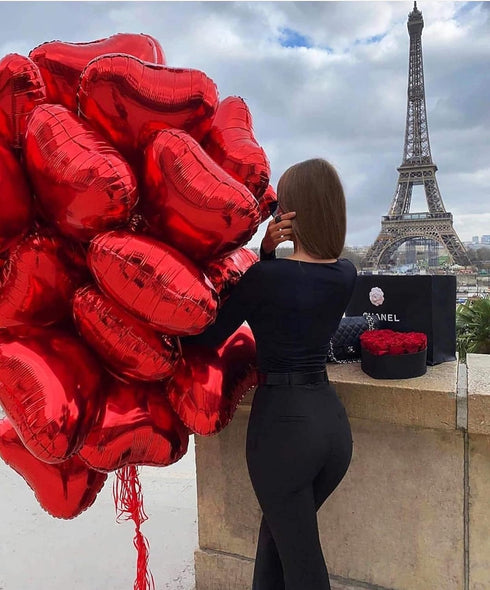 10Pcs Red Foil Heart Shaped Balloons - 18 Inch Heart Mylar Balloons for Baby Shower Wedding Valentine Party Decorations