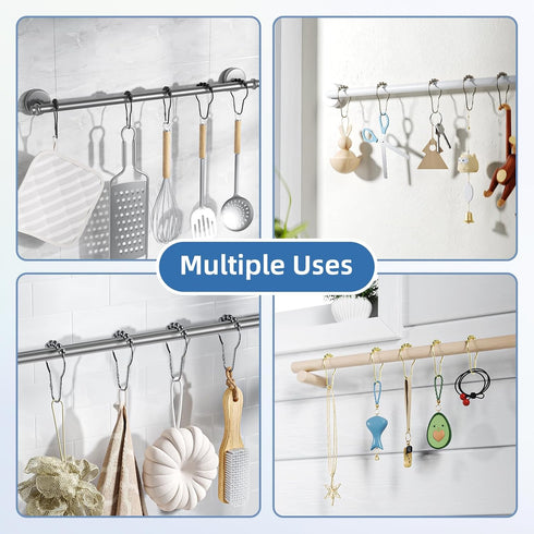 Titanker Shower Curtain Rings Hooks, Rust-Resistant Metal Hooks for Bathroom Shower Rods, Set of 12