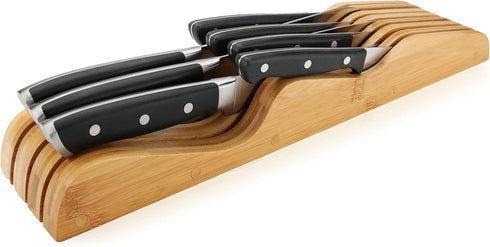 ROYALHOUSE Bamboo Knife Block Holder, In-Drawer Organizer for 7 Knives, Perfect Gift for Home and Chefs