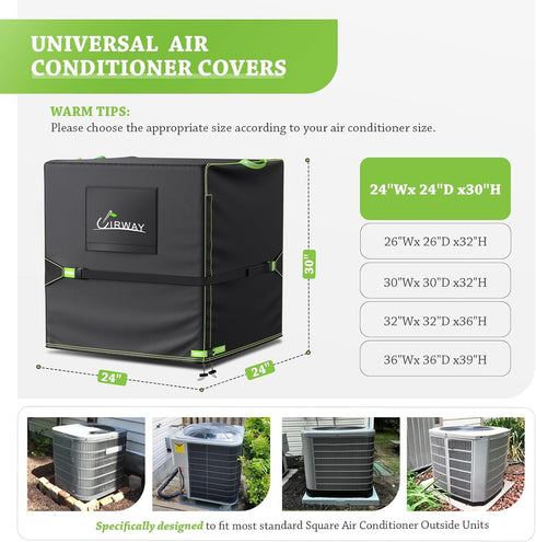 UIRWAY Air Conditioner Covers, Heavy Duty Outdoor Waterproof AC Protection Cover for Universal Square Units