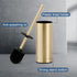 Set, 304 Toilet Brush and Holder NEWRAIN Stainless Steel Toilet Brush with Long Brush Handle, Brushed Gold Toilet