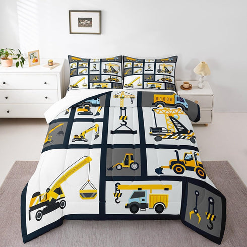 Set Set Set 2Pcs Feelyou Boys Construction Bedding Twin Size Kids Machinery Truck Comforter for Children Construction