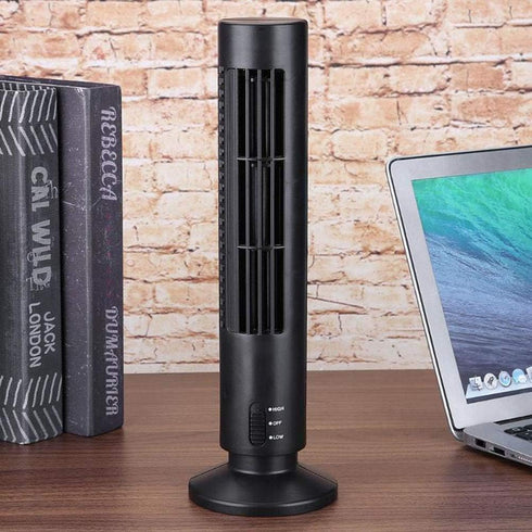 Portable Air Cooler Vertical Bladeless Fan USB Desktop Air Conditioner Fan Mini Cooling Tower Fan for Home Office (Black) by Gonetre
