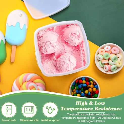 24 Pack 2 Qt/67 Oz Mifoci Plastic Buckets with Lids & Handles, Ice Cream Container, Food Grade, Freezer Safe, Sealable
