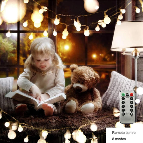 19.6FT 40LEDs ZIMINGU LED Ball String Lights, Globe Waterproof Fairy String Lights with Remote Control USB Powered