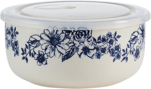 Pfaltzgraff Gabriela Storage Bowls, 6 inch, Blue and White Design for Kitchen Storage