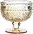 Vintage Sunflower Embossed Glass Footed Dessert Bowl, 9 oz Ice Cream, Trifle, Salad Bowl for Home Party Wedding, Amber