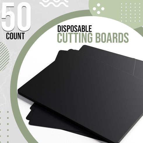 50 Count 10 Inch 13.5 Inch Crown Display Disposable Cutting Boards for Kitchen Black Cutting Board X Flexible Cutting