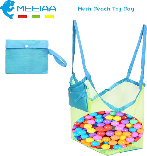 Mesh Beach Bag, Foldable Large Children's Storage Bag for Beach, Clothes, Towels, and Shells