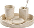 HOLOLA Natural Travertine Textures Serving Tray with Handles - 14x10 inches, Beaded Oval