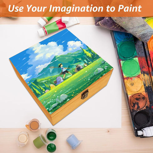 Wooden Box with Hinged Lid, Large Storage Container Keepsake Box for DIY Crafts, Jewelry, Home Storage