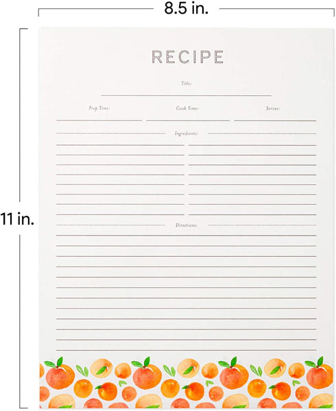 Jot & Mark Recipe Card Paper Full Page 8.5x11 with Crystal Clear Page Protectors for 3 Ring Binder, 30 Count (Peach Dream) by Jot & Mark