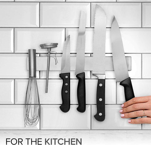 Modern Innovations 12 Inch Stainless Steel Magnetic Knife Bar, Multipurpose Knife Holder, Kitchen Utensil Organizer