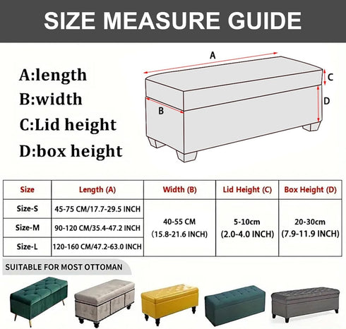 33) Eco-Ancheng Storage Ottoman Cover Rectangle Ottoman Slipcover Folding Storage Bench Cover Footrest Stool Slipcover