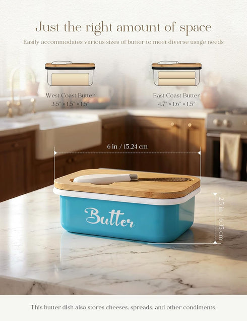 Countertop,Metal Butter Dish, Butter Dish with Lid for Butter Keeper with Stainless Steel Multipurpose Butter Knife