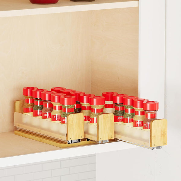 SpaceAid Bamboo Pull Out Spice Rack Organizer for Cabinet, Heavy Duty Slide