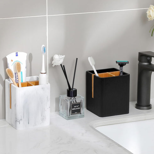 rejomiik Toothbrush Holders for Bathroom Countertop, 3 Slots Electric Toothbrush and Toothpaste Organizer