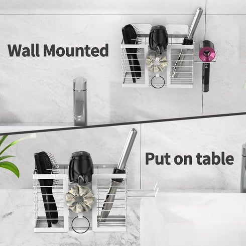 Hair Tool Organizer, 3 in 1 Metal Bathroom Blow Dryer Holder for Flat Iron, Curling Iron, Hair Care & Styling Tools