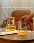 ZENS Magnetic Tea Pot, Enchanted Glass Teapot with Infuser and Magnetic Suction Lid for Mess-Free Loose Tea Diffusers