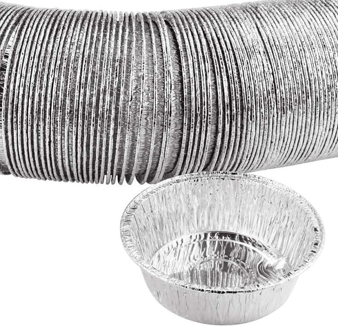 100 Pack 4" Round Tart Pie Foil Pans, Disposable Aluminum Foil Tart & Pie Tins for Baking and Cooking