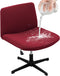 Armless Office Desk Chair Cover, Stretch Waterproof Jacquard Slipcover for Wide Seat Mid Back Accent Chair, Red