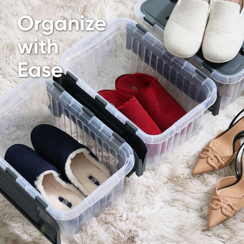 Superio Clear Storage Box with Lid, Plastic Container Bins for Organizing, Stackable Crates, BPA Free