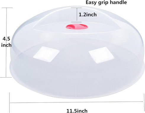 Large Microwave Cover for Food, Easy Grip Splatter Guard Lid with Steam Vent, BPA Free, 11.5 Inch, Dishwasher Safe