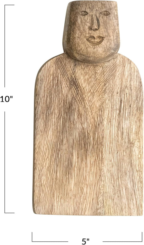 Creative Co-Op Compact Hand-Carved Mango Wood Slicer, Natural Cheese and Cutting Board
