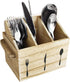 Ikee Design Wooden Flatware Caddy - Silverware Holder with Handles for Outdoor and Picnic Use, Oak Color