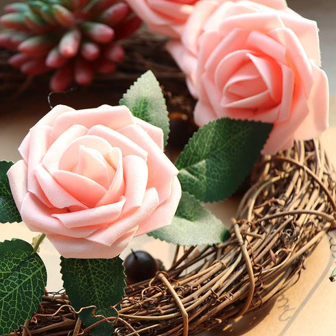AmyHomie 50pcs Artificial Flower Fake Roses w/Stem for DIY Wedding Bouquets, Centerpieces, Party, Home Decorations