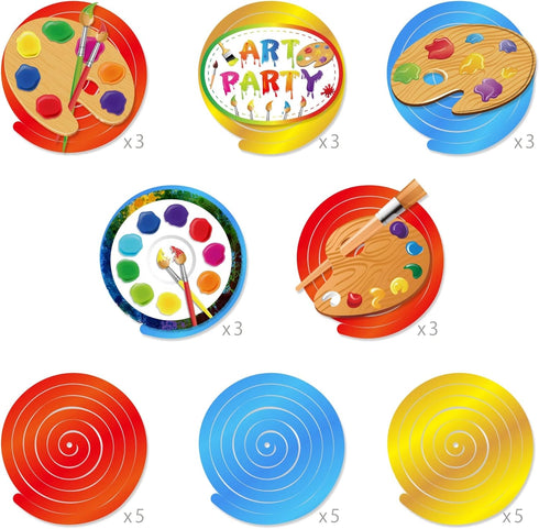 30Ct Art Hanging Swirl Decorations, Sip n Paint Party Supplies, Little Painting Artist Birthday Theme Decor