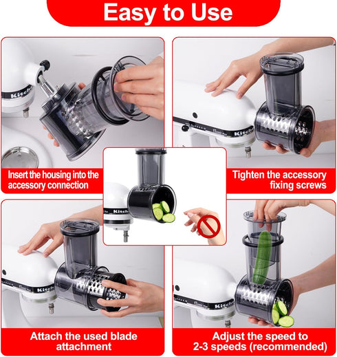 Slicer/Shredder Grater Attachment for Kitchen Aid Stand Mixer, 5 Blades Compatible with Kitchenaid Accessories