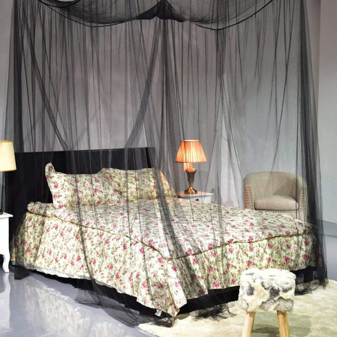 Goplus Mosquito Net - 4 Corner Post Bed Canopy for King & Large Queen Size Beds - Black